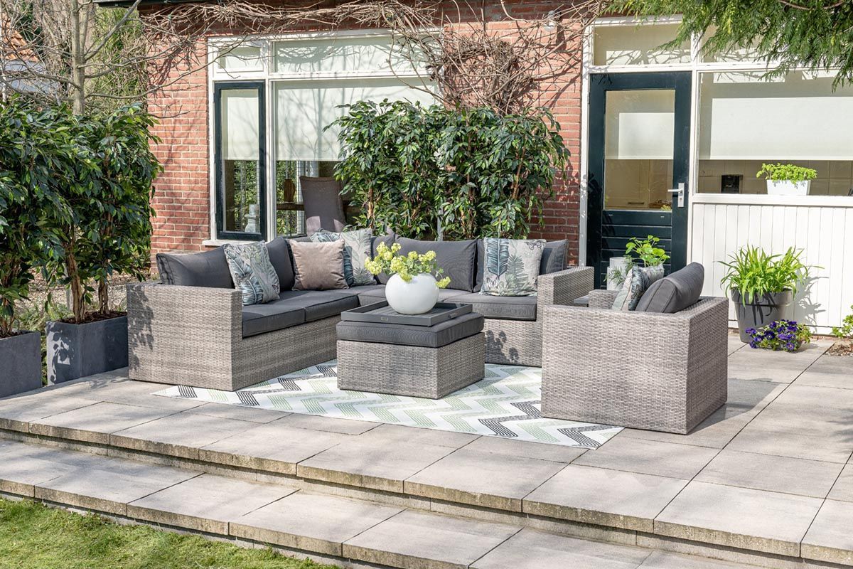 cayman ii loungeset 4 delig organic grey / donker antraciet