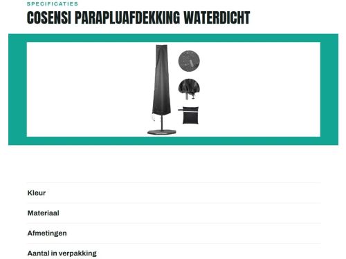 Dailygoods- Parapluafdekking waterdicht - UV-bestendige hoes - Oxford-stof - Weerbestendig
