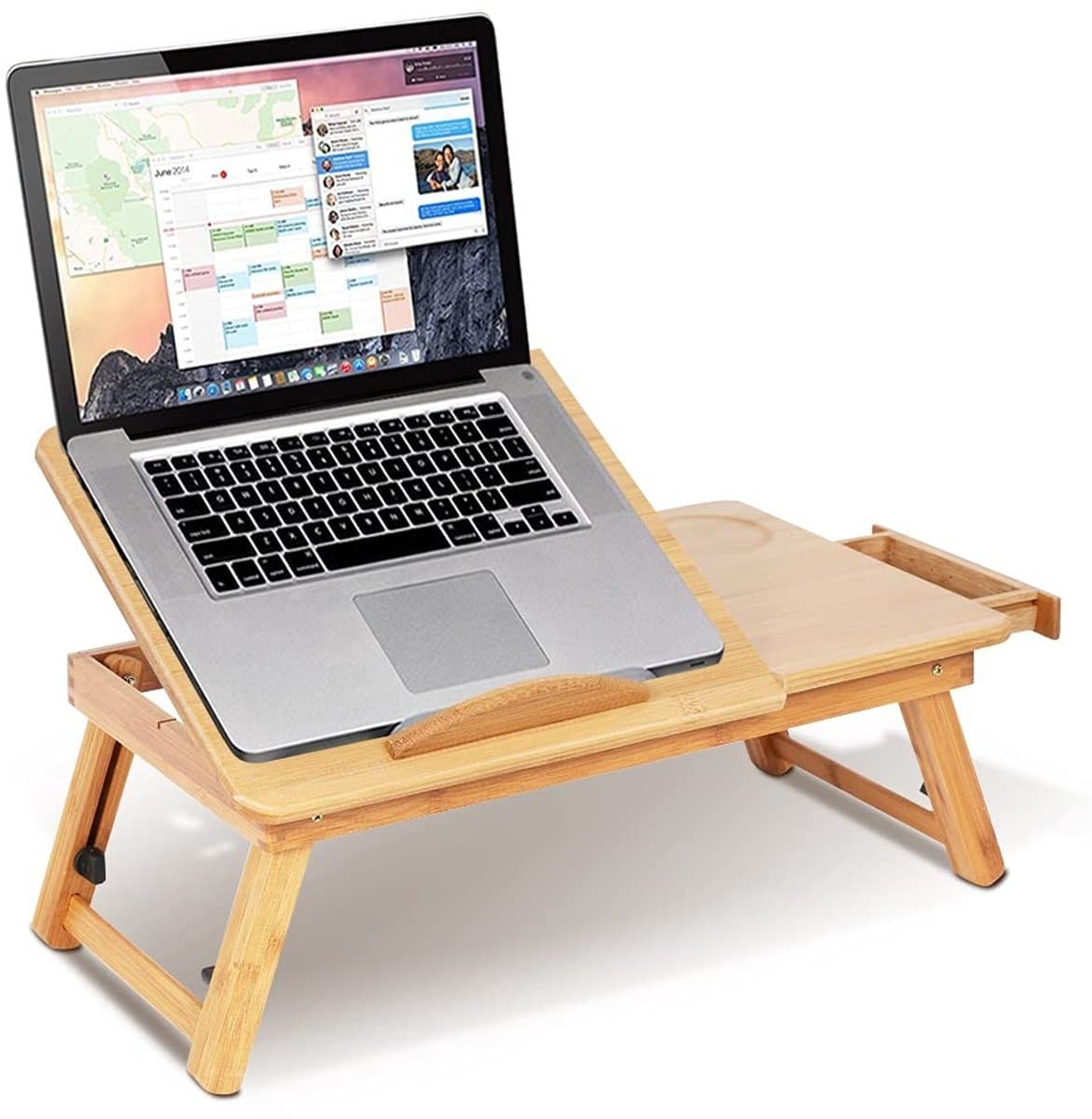 dailygoody bedomranding opvouwbaar bedtafel laptopbureau van bamboe