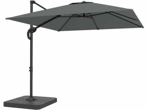 Donkergrijs Aluminium Zweefparasol-360° Draaibaar-UPF50+ Zonbescherming-Buiten 310x244cm