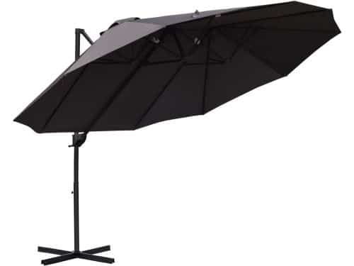 Donkergrijze Zweefparasol-Dubbel Dak Ventilatie-Handbediend-Tuin 440x270cm