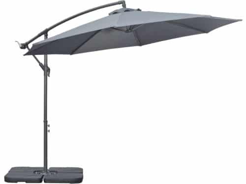 Donkergrijze Zweefparasol-Hoge Zonbescherming-Hoek Verstelbaar-Tuin Ø292cm