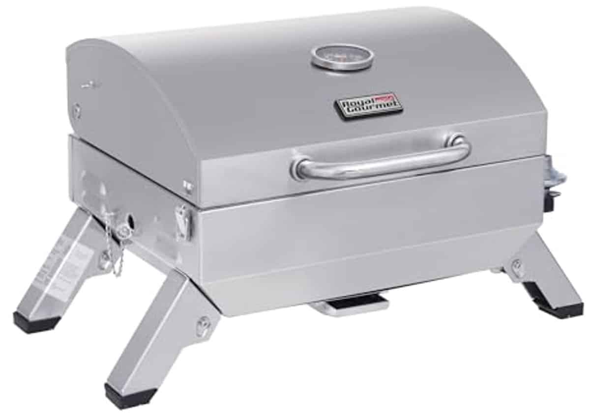 draagbare gas grill met opvouwbare benen en afsluitbaar deksel