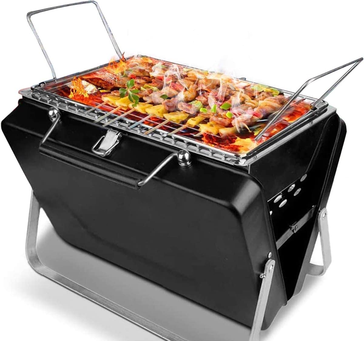 draagbare houtskool grill kleine bbq koffer buiten koken