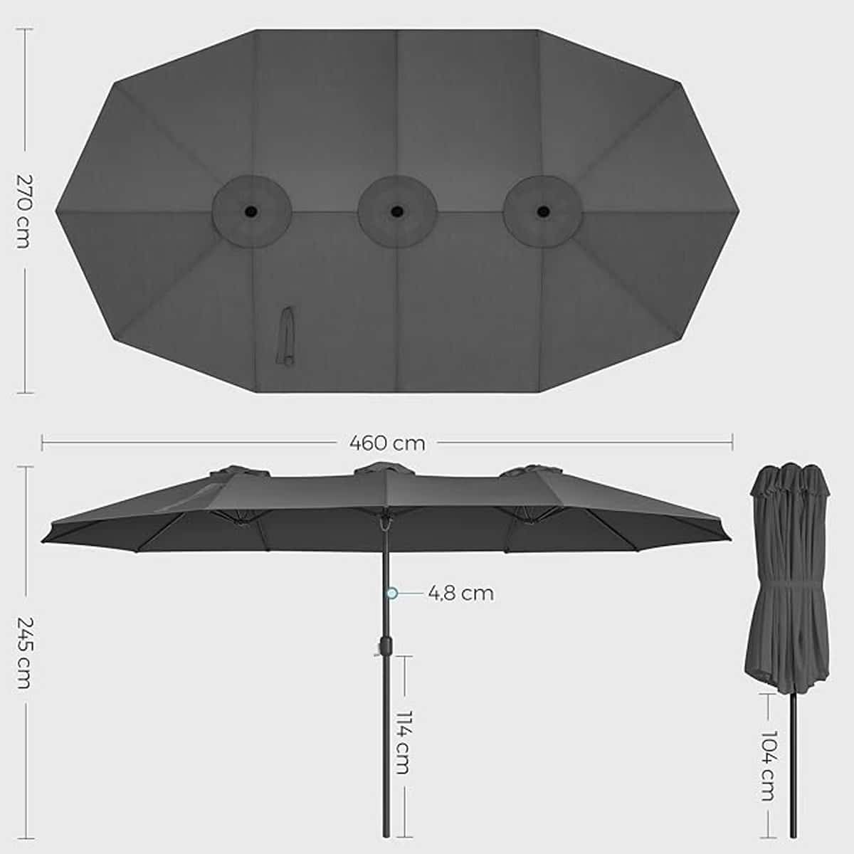 dubbele zweefparasol 460 x 270 cm extra grote terrasparasol