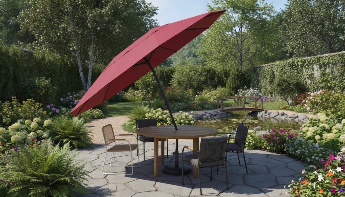 dubbele zweefparasol depauwonen wijnrood 460×270 cm extra grote terrasparasol