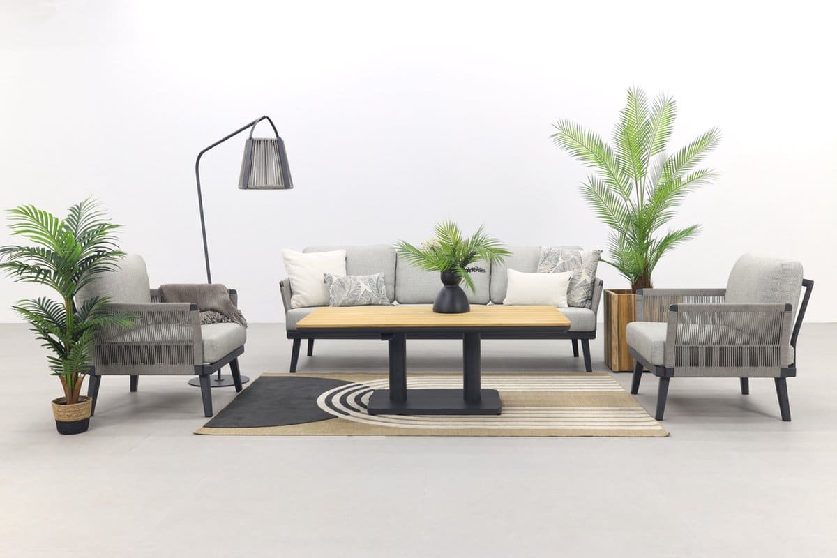 durban/medina teak verstelbare stoel bank loungeset 4 delig op=op