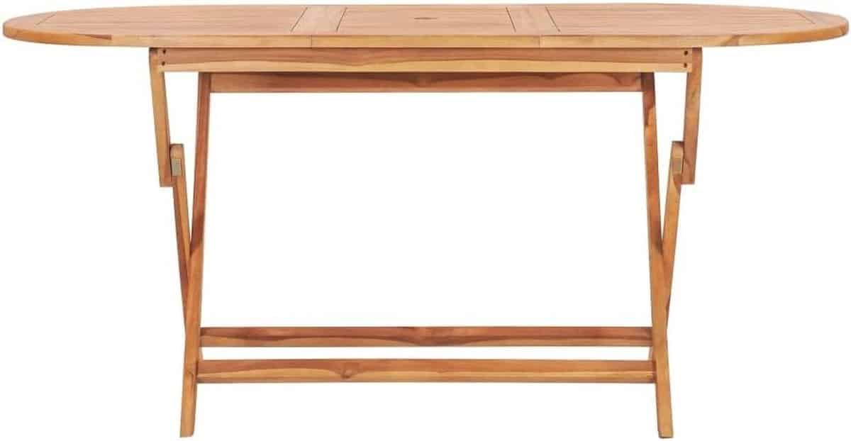eettafel massief teak klaptafel tuin buiten eten