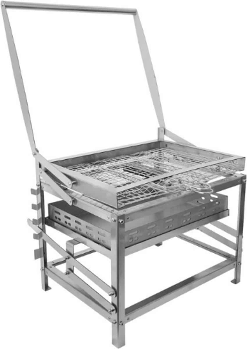 ergocar draagbare houtskoolbarbecue outdoor bbq met kolenschaal 4 standen verstelbare