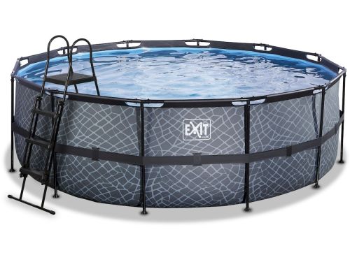 EXIT Stone zwembad - 427 x 122 cm - met zandfilterpomp en trap