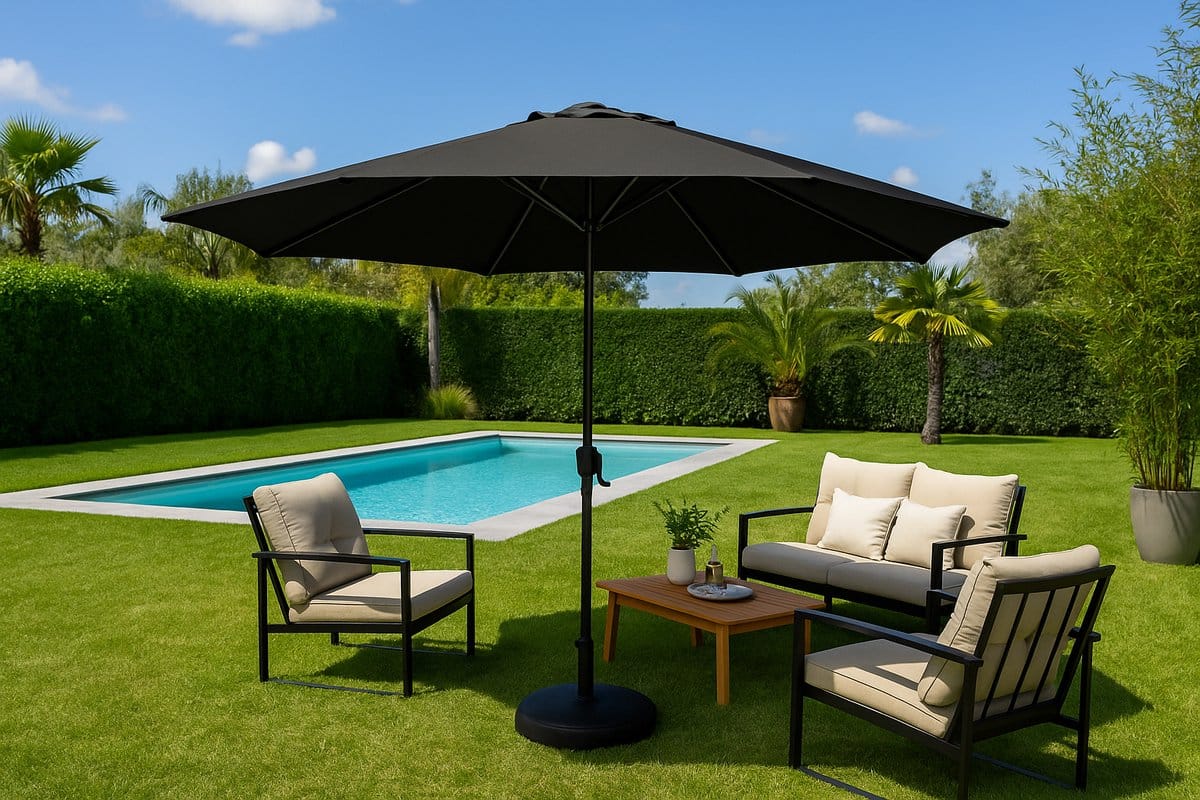 fameilleur dubbele parasol tuinparaplu tuin paraplu antraciet uv 50 coating, waterbestendig