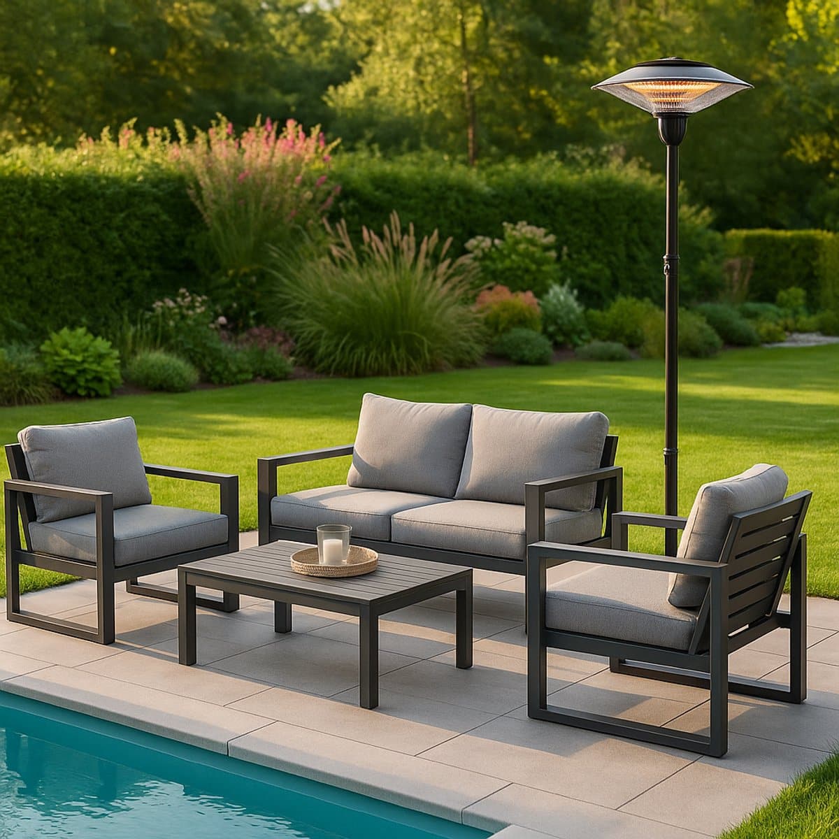 fameilleur elektrische terrasverwarmer vrijstaande loungeheater 12 15 m² bereik voor tuin, balkon of terras