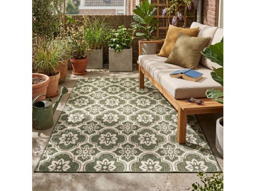 Fraai Buitenkleed - Rio Flower Groen - 230x330cm