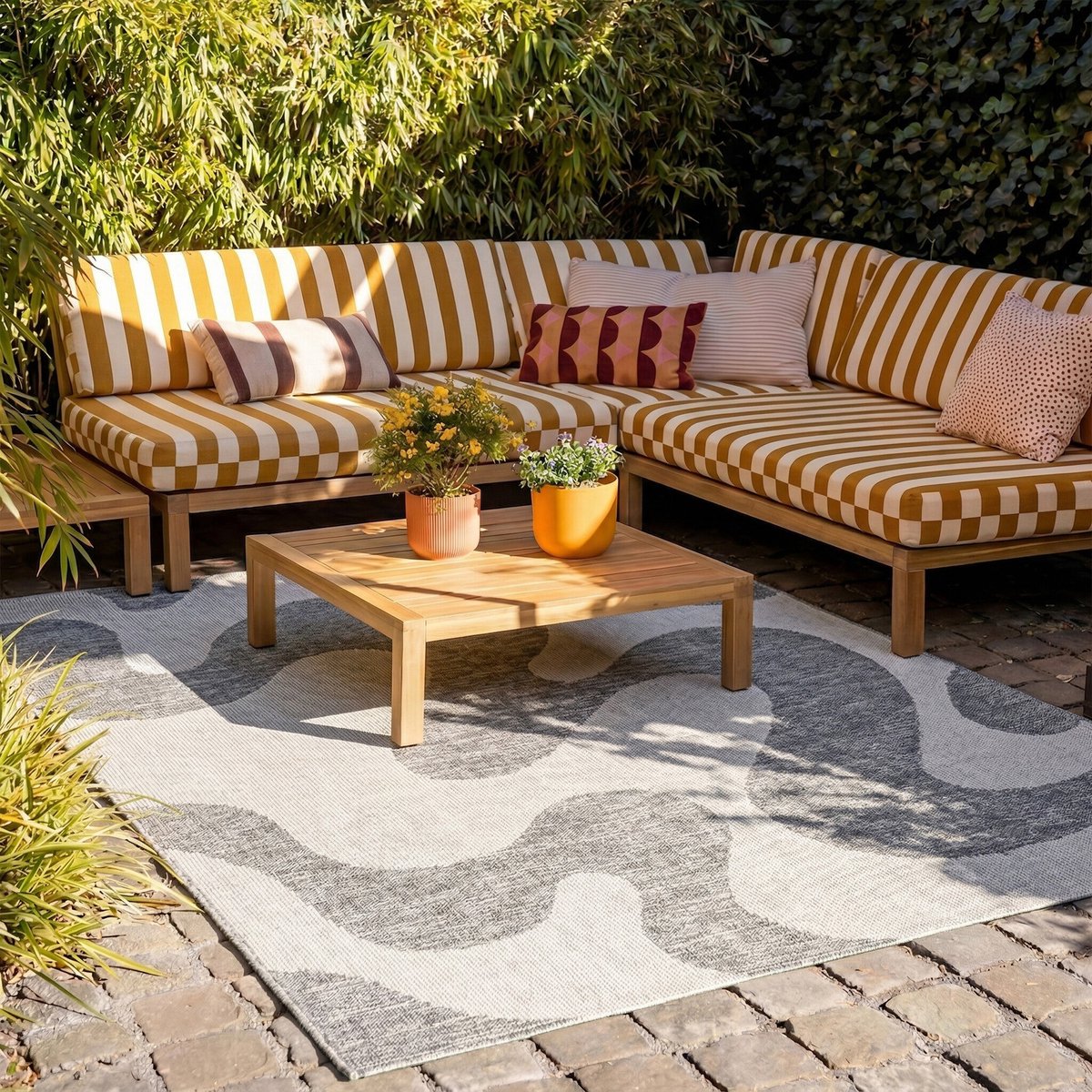fraai buitenkleed summer swirl grijs 200x290cm