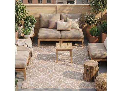 Fraai Geometrisch buitenkleed - Faro Ripple Beige - 160x230 cm