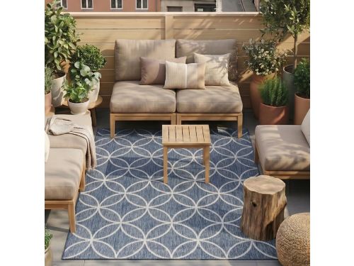 Fraai Geometrisch buitenkleed - Faro Ripple Blauw - 160x230 cm