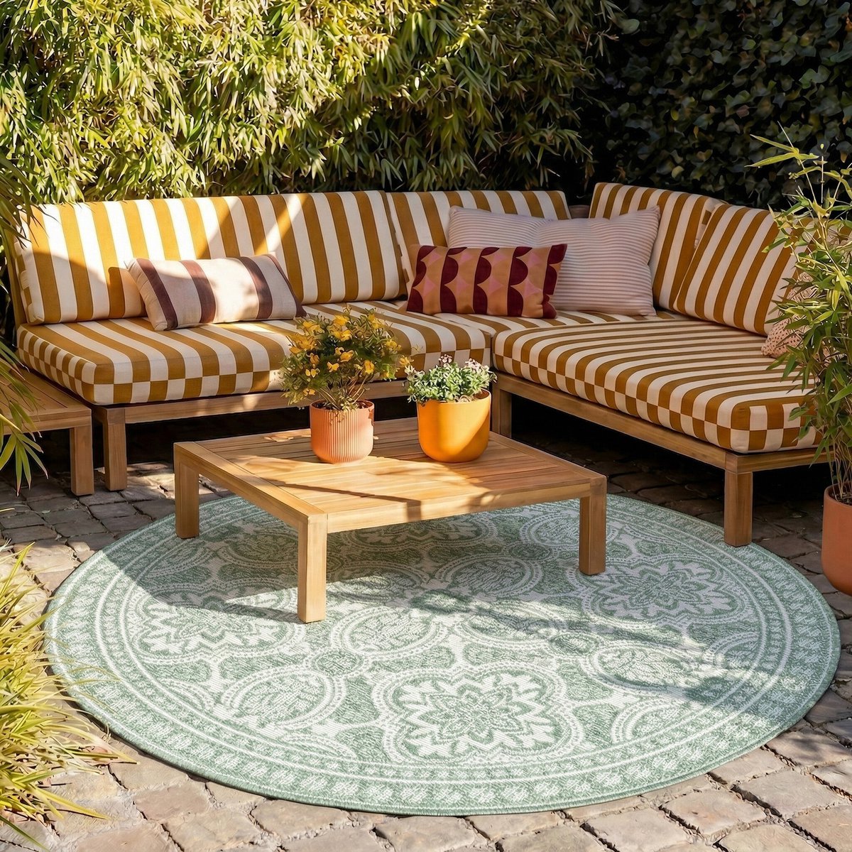 fraai rond buitenkleed summer oriental groen Ø 200cm