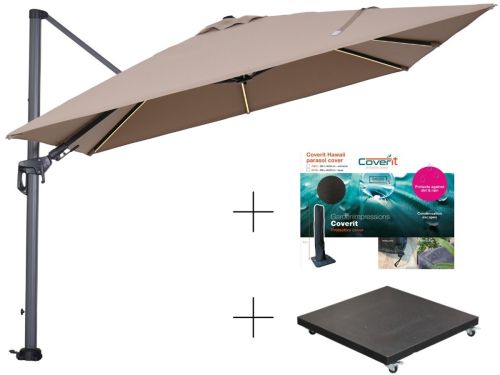 Garden Impressions Hawaii Lumen parasolset 300x300 LED verlichting taupe