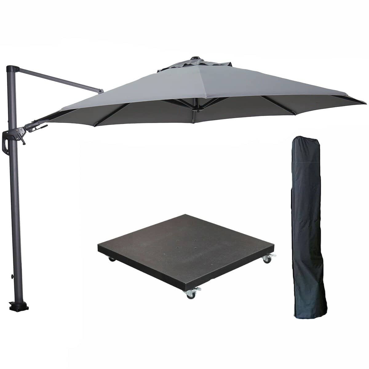 garden impressions hawaii zweefparasol Ø350 cm carbon black / licht