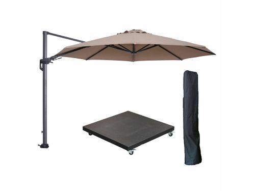 Garden Impressions Hawaii zweefparasol Ø350 cm carbon black / taupe