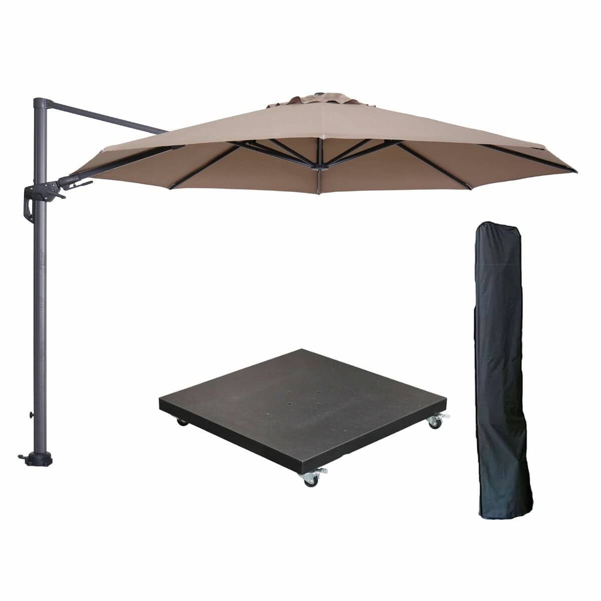 garden impressions hawaii zweefparasol Ø350 cm carbon black / taupe