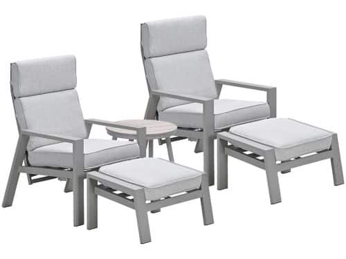 Garden Impressions Lora loungestoelen taupe - Lucas bijzettafel Ø50 cm