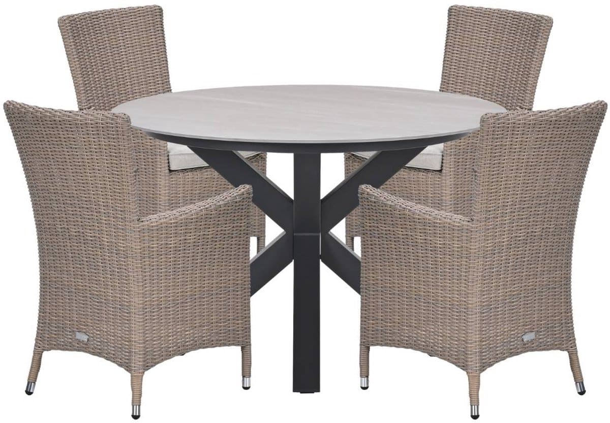 garden impressions sharon tuinset 5 delig duuk tuintafel Ø120 cm