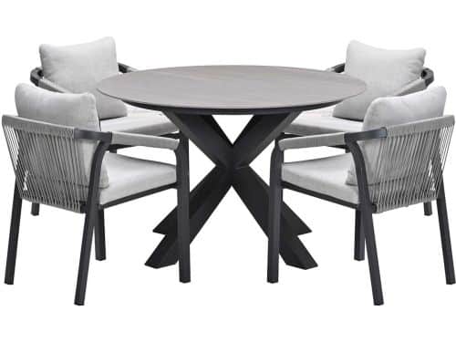 Garden Impressions Tarera tuinset 5-delig - Duuk tuintafel Ø120 cm