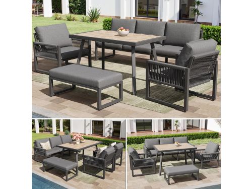 Gartenmöbel Set 6-7 Personen - Hoek Loungesets Met Bankje
