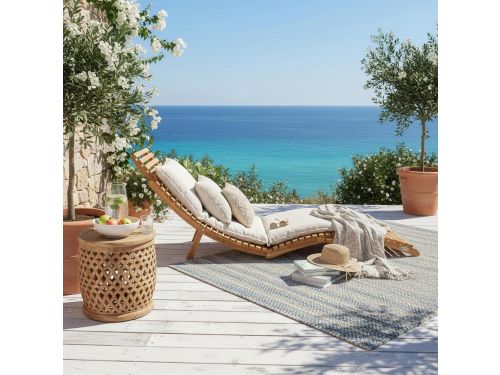 Gebogen Ligbed - Teak Lounger - Buiten Ontspannen - Opklapbaar