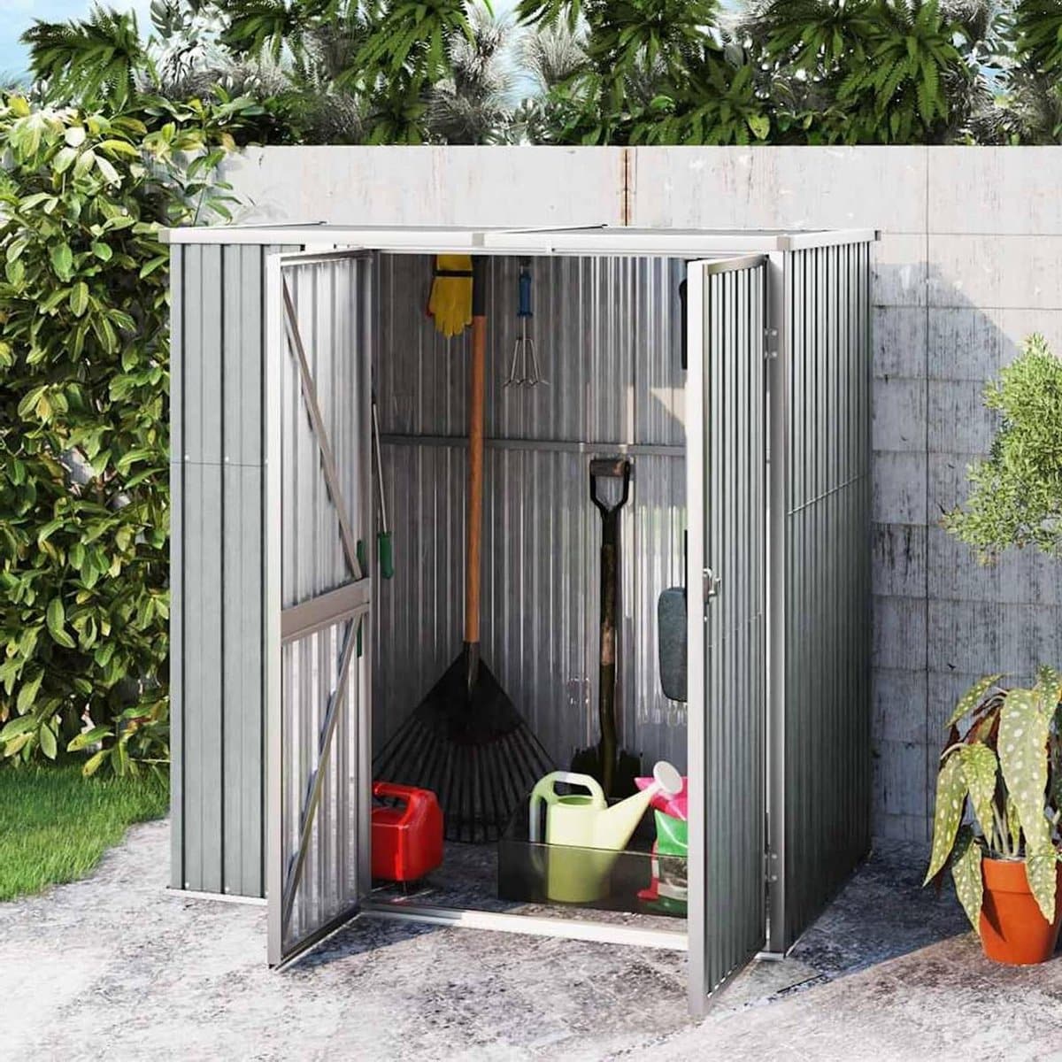 gereedschapsschuur opbergbox tuin tuinspullen opbergen schuin dak