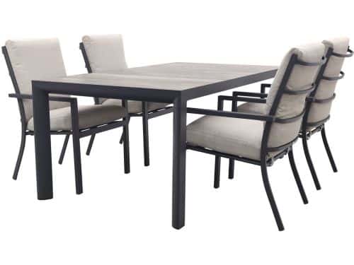 GI Sergio/Kings 4-persoons dining tuinset 180x100 cm. - Antraciet/Zand