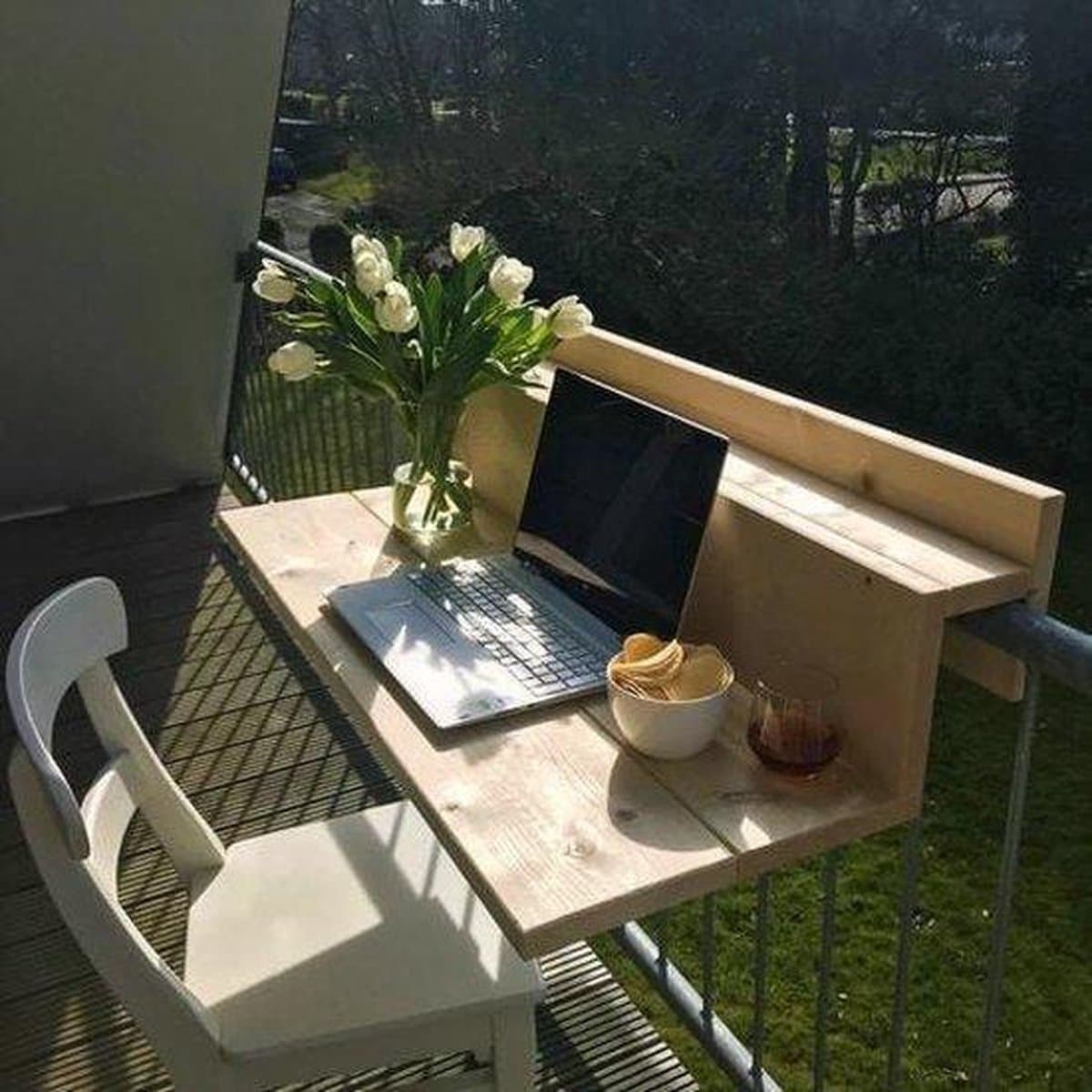 goudmethout® balkontafel hangend xl 99 cm hout balkonbar