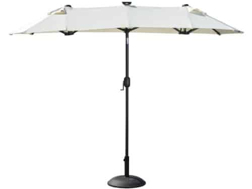 Grote Dubbele Parasol - Tuinparasol met Zonnepaneel & 35 LED's