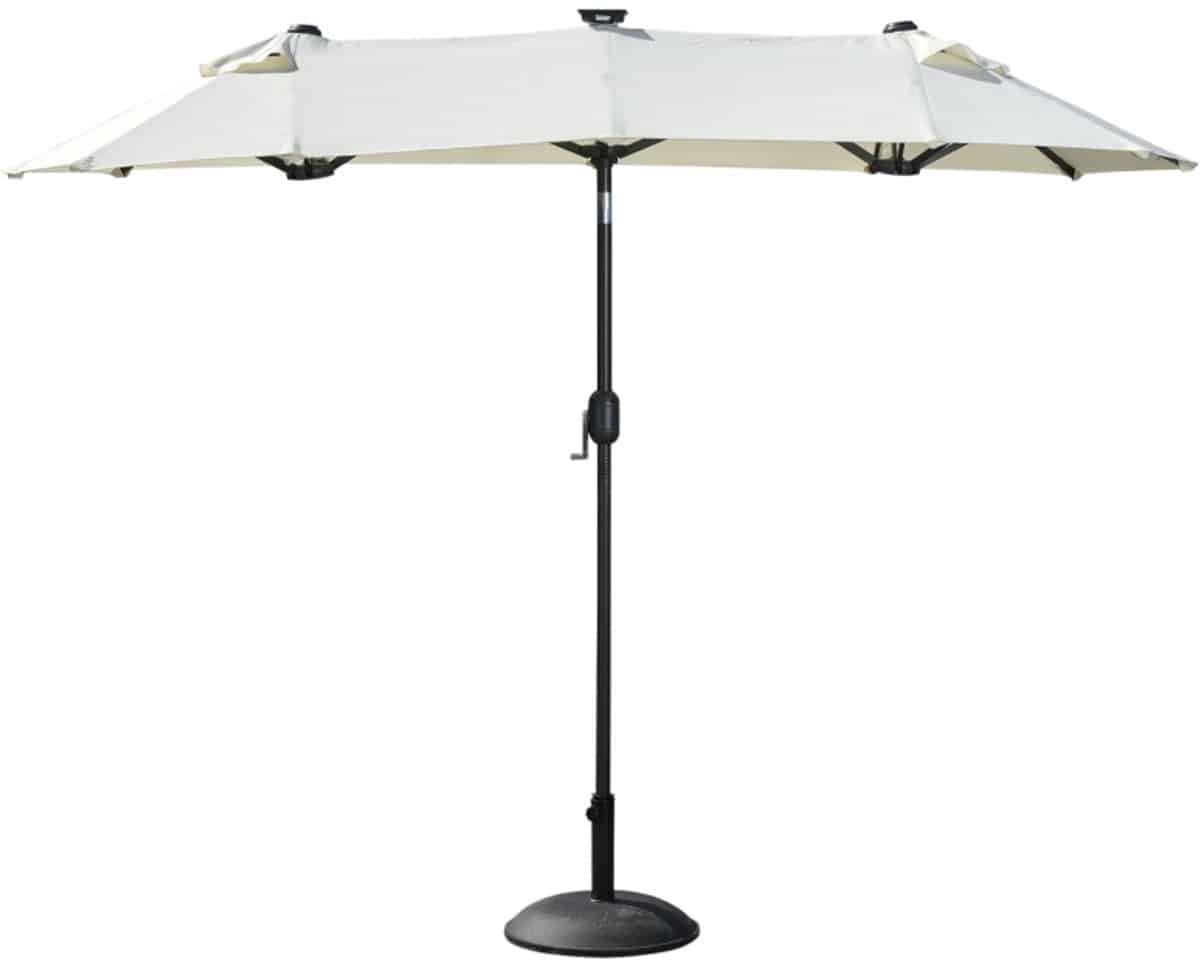 grote dubbele parasol tuinparasol met zonnepaneel & 35 led’s