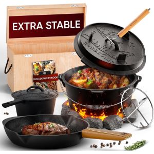 GUSSKÖNIG Dutch Oven set - Gietijzeren Dutch Oven - Ideaal