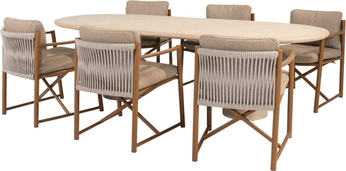 hampton marina dining tuinset 240x105xh75 cm 7 delig mortex amber