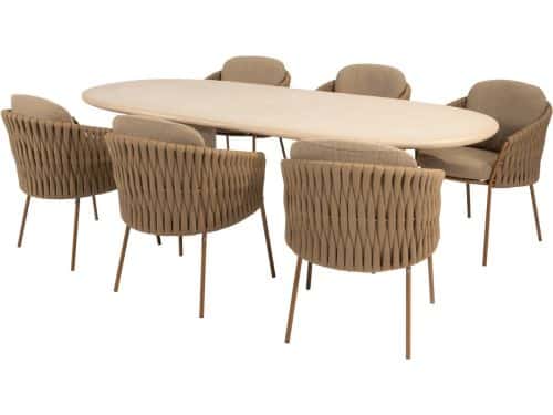 Hampton Molina dining tuinset 240x105xH75 cm 7 delig mortex amber