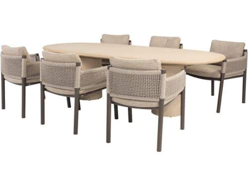 Hampton Savanne dining tuinset 240x105xH75 cm 7 delig mortex terre