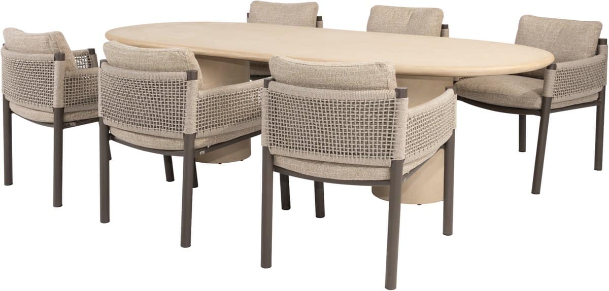 hampton savanne dining tuinset 240x105xh75 cm 7 delig mortex terre