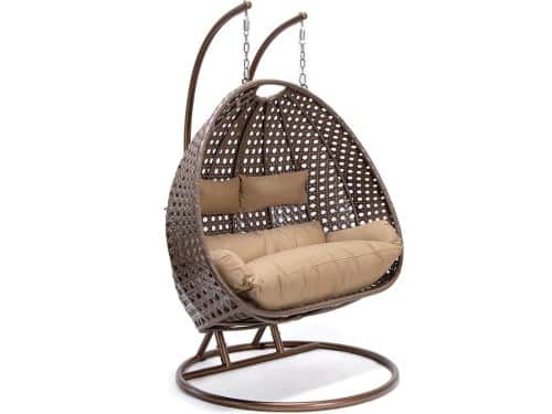 Hangstoel Polyrattan TWIN - Bruin - Met kussens