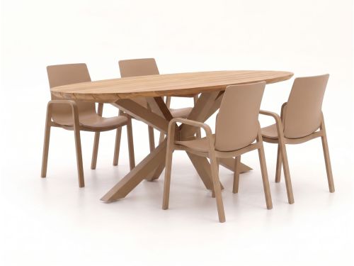 Hartman Flow/San Sebastian 200cm dining tuinset 5-delig stapelbaar - Laagste prijsgarantie!