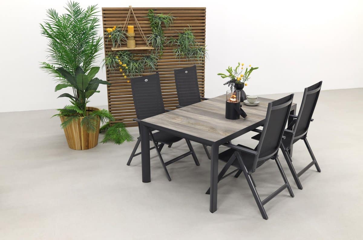 hartman napoli/kings 4 persoons verstelbare tuinset 180×100 cm. antraciet