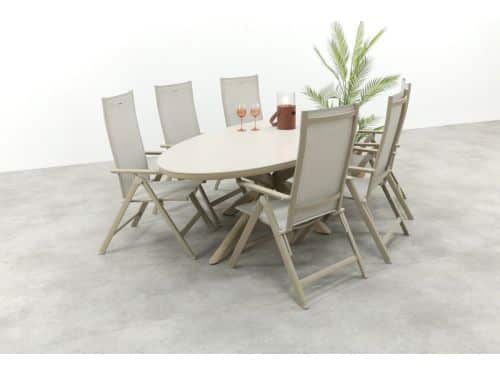 Hartman Napoli/Ventaro ovale verstelbare tuinset voor 6 personen 240x115 cm.