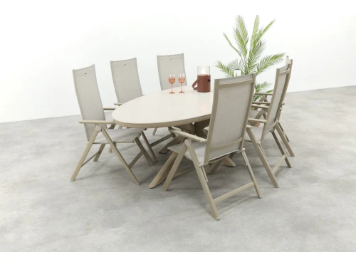Hartman Napoli/Ventaro ovale verstelbare tuinset voor 6 personen 240x115 cm.