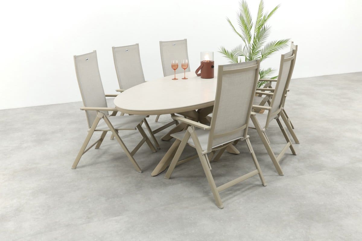hartman napoli/ventaro ovale verstelbare tuinset voor 6 personen 240×115 cm.