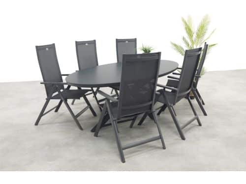 Hartman Napoli/Ventaro verstelbare ovale tuinset 240x115 cm. - Antraciet