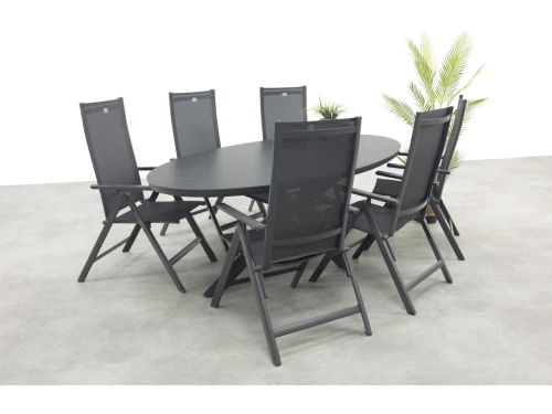 Hartman Napoli/Ventaro verstelbare ovale tuinset 240x115 cm. - Antraciet