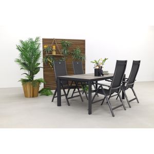 Hartman Roma/Kings 4-persoons verstelbare tuinset 180x100 cm. - Antraciet