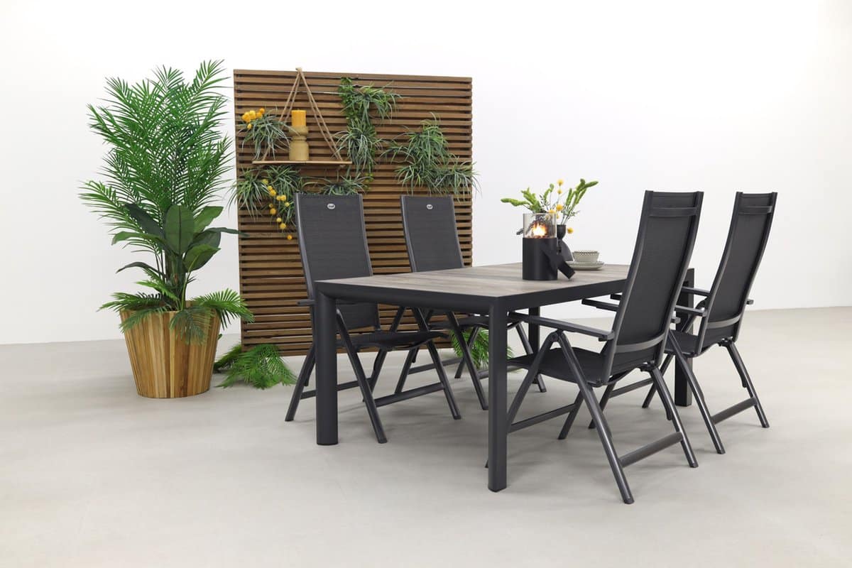 hartman roma/kings 4 persoons verstelbare tuinset 180×100 cm. antraciet